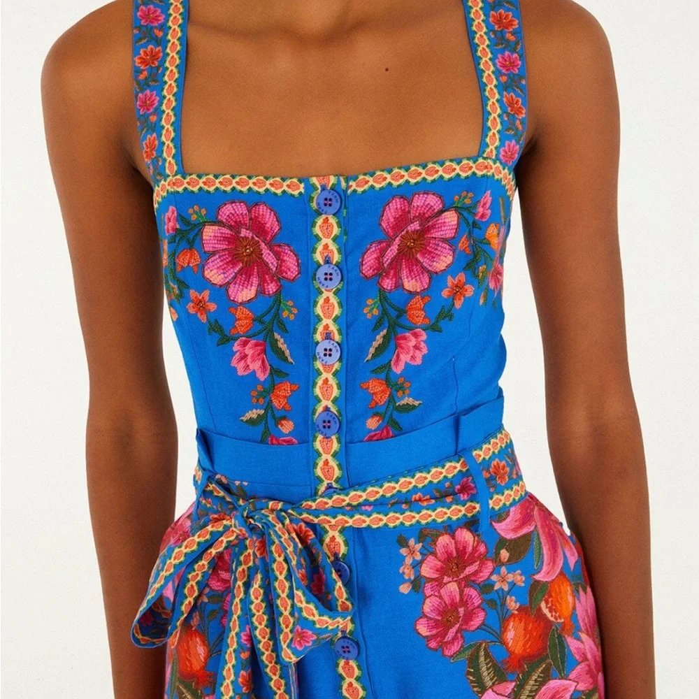 NWT Farm Rio Floral Blue Romper - Picture 3 of 8